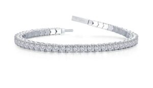Sterling Silver platinum bonded lassire simluate diamond flexible tennis bracelet tw 6.50cts 7.5"
