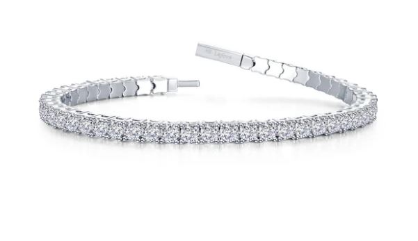 Sterling Silver platinum bonded lassire simluate diamond flexible tennis bracelet tw 6.50cts 7.5"