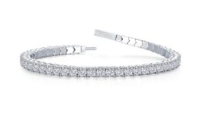 Sterling Silver platinum bonded flexible tennis bracelet with Lassire simluated diamonds tw 8.85cts 7.5"