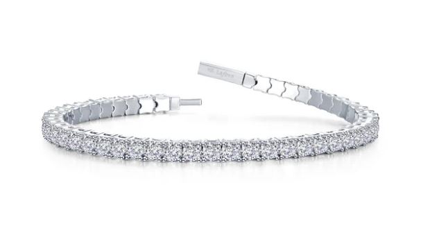 Sterling Silver platinum bonded flexible tennis bracelet with Lassire simluated diamonds tw 8.85cts 7.5"