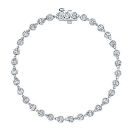 Sterling Silver platinum bonded lassire simulate diamond bezel set tennis bracelet tw 3.52cts 7.25" long