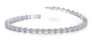 Sterling Silver platinum bonded lassire simulate diamond flex bangle bracelet tw 7.8cts 6.8"