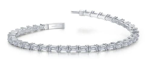 Sterling Silver platinum bonded lassire simulate diamond flex bangle bracelet tw 7.8cts 6.8"