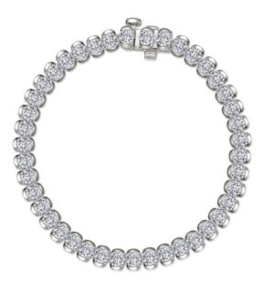 Sterling Silver platinum bonded Lassire simlulated dimaond tennis bracelet half bezel tw 9.50cts 7.00"