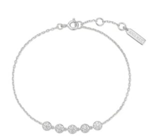 Sterling Silver multi pave cubic zirconia beaded bracelet