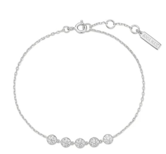 B H .jpg Sterling Silver multi pave cubic zirconia beaded bracelet