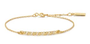 Sterling Silver Ania Haie cubic zirconia twisted bar bracelet adjustable