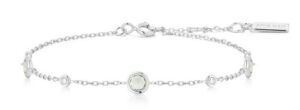 Sterling Silver rhodium plated mint green station bezel set bracelet