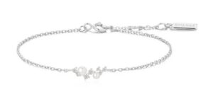 Sterling Silver rhodium plated freshwater pearl and cubic zirconia bracelet