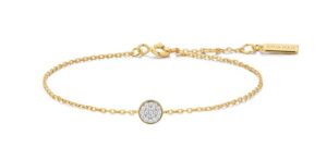 Sterling Silver gold plated cubic zirconia pave disc bracelet