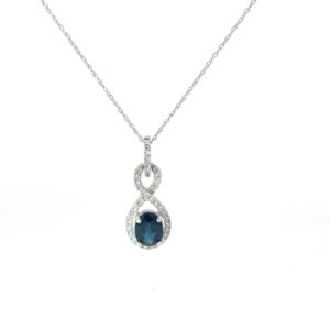 14kt white gold diamond and sapphire pendant S tw 1.65cts, D tw 0.33cts SI, G/H