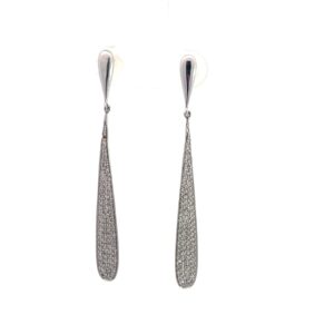 14kt white gold diamond dangle pave fashion earring tw 0.56cts SI, H
