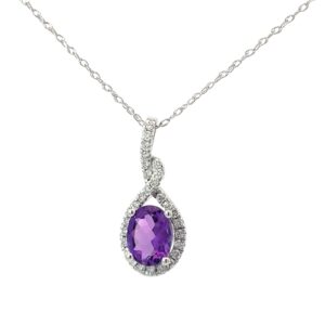 14kt white gold diamond and amethyst pendant on 18" chain A tw 1.60cts D tw 0.36cts SI, H
