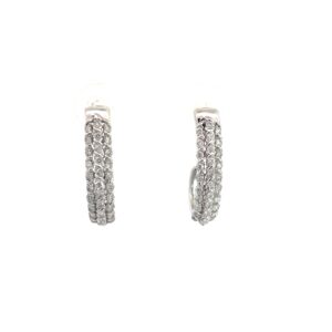 10kt white gold diamond tripple row earring tw 0.50cts SI, H with friction backs
