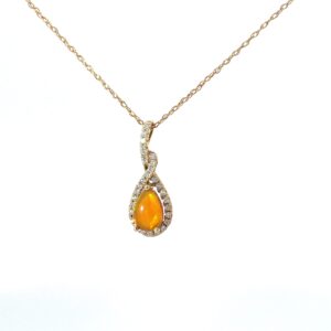 14kt yellow gold ethiopian opal and diamond pendant Opal tw 0.90cts D tw 0.28cts SI, H