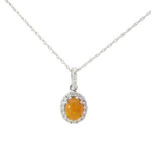 14kt white gold diamond halo pendant opal tw 0.85cts D tw 0.35cts