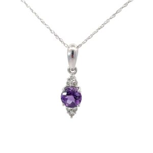 14kt white gold amethyst and diamond pendant A tw 1.31cts D tw 0.18cts SI, H