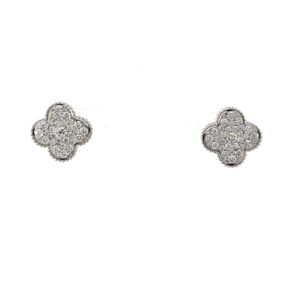 14kt white gold diamond fashion pave earring tw 1.00cts SI1, G/H with heavy friction posts