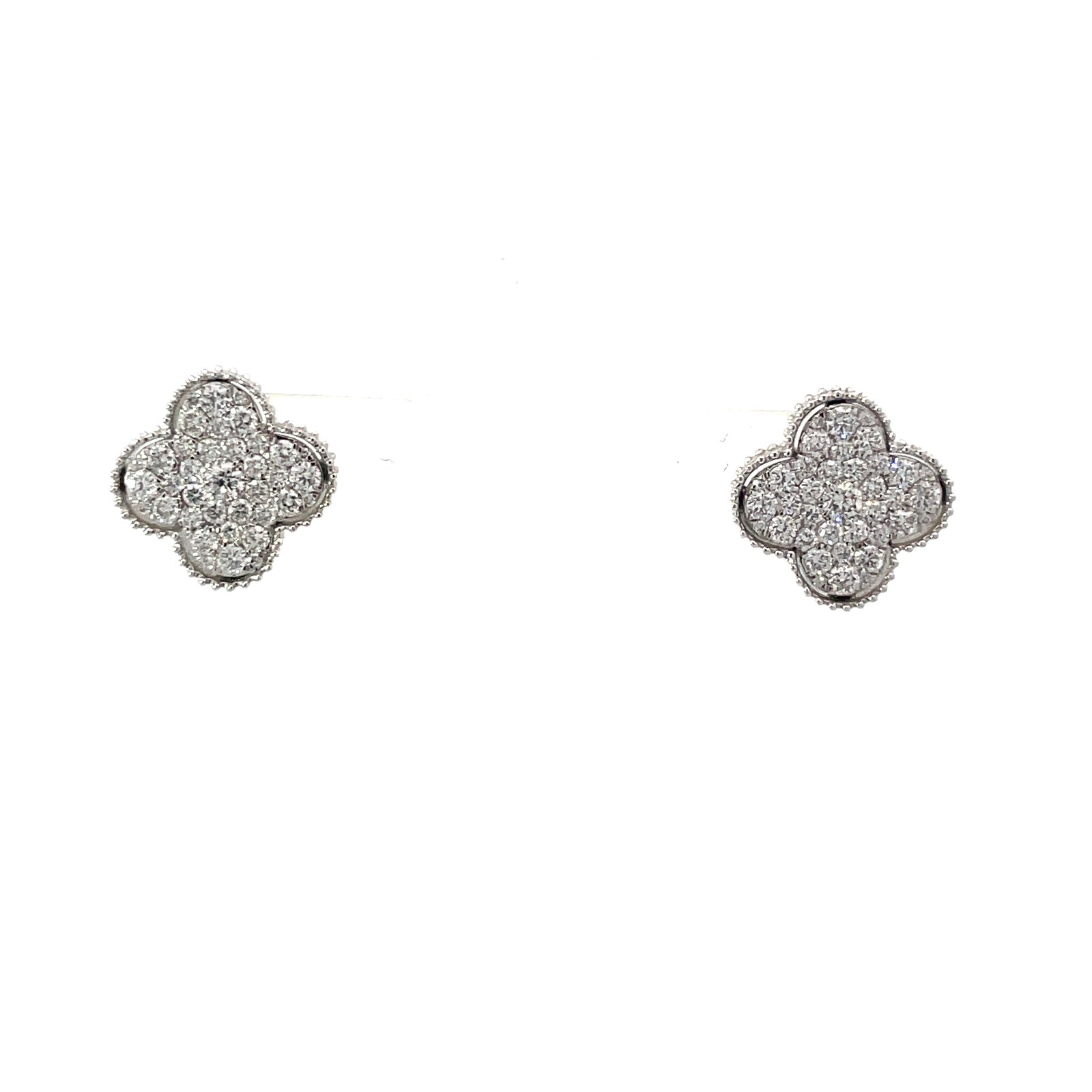 B 14kt white gold diamond fashion pave earring tw 1.00cts SI1, G/H with heavy friction posts