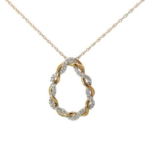 14kt two tone diamond twisted necklace on machine made rope D tw 0.13cts SI, near colorless I