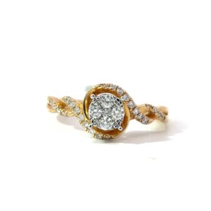 14kt yellow gold diamond cluster twisted shank ring D tw 1/4ct SI, G/H
