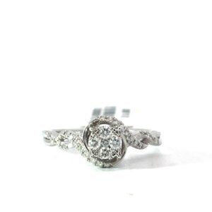 14kt white gold diamond twisted shank cluster ring D tw 1/4ct SI, G/H