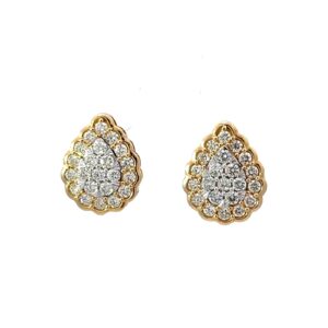 14kt yellow gold diamond pear shape stud earrings D tw 1.00cts VS2, near colorless H