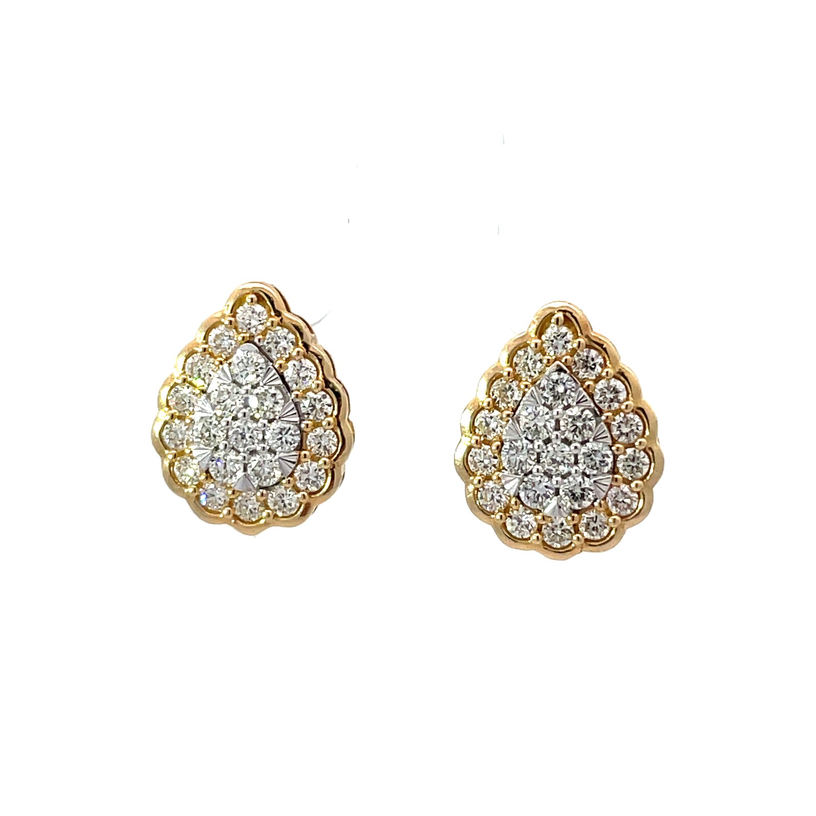 B .jpg 14kt yellow gold diamond pear shape stud earrings D tw 1.00cts VS2, near colorless H