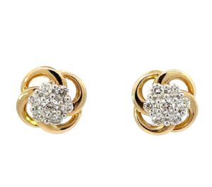 14kt yellow gold diamond cluster fashion earring D tw 0.50cts VS2, G/H