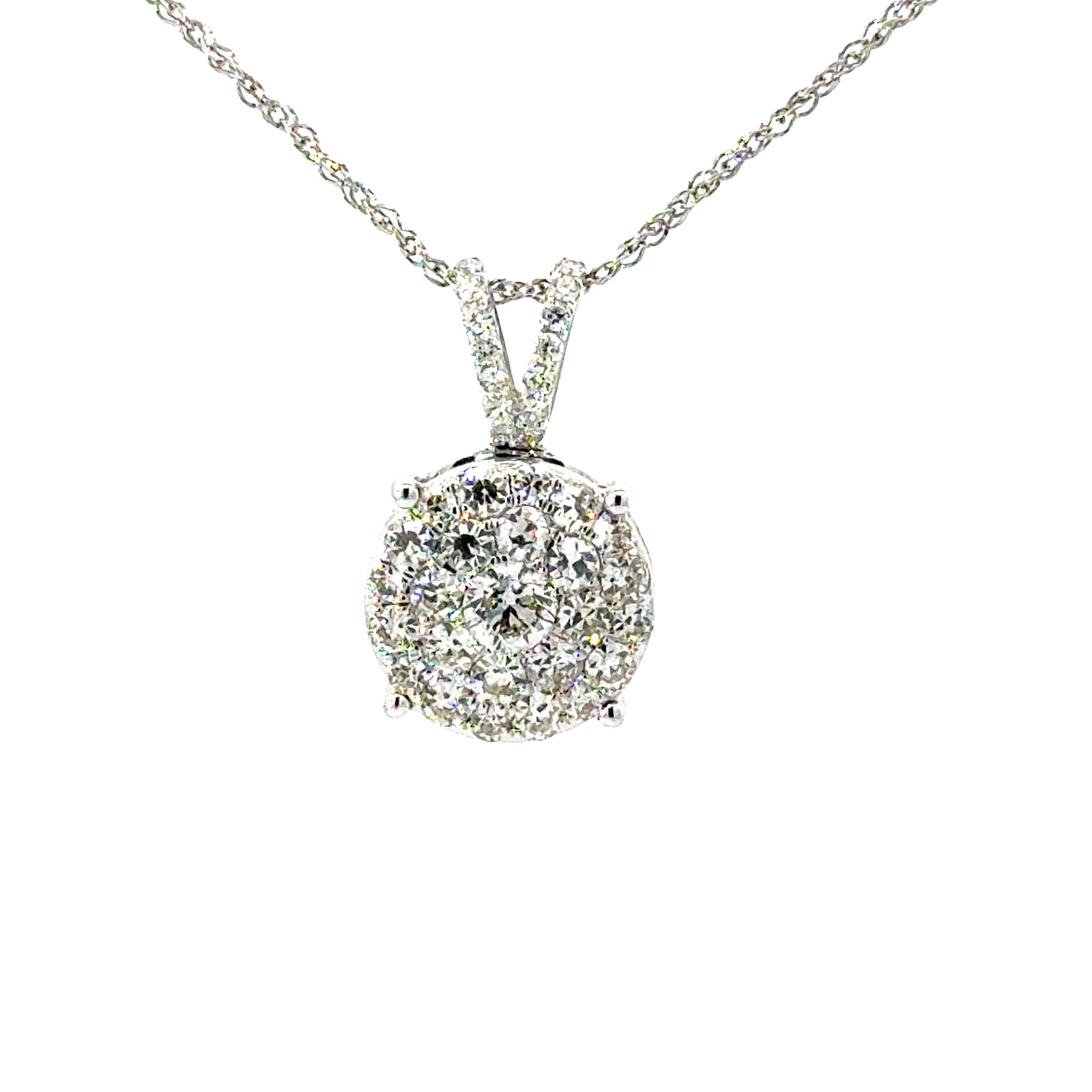 B .jpg 14kt white gold diamond cluster pendant D tw 1.14cts VS2, G/H