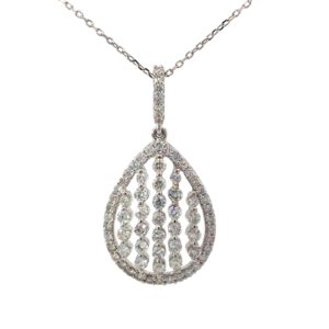 14kt white gold diamond watefall pendant D tw 1.19cts VS2, near colorless G 18"