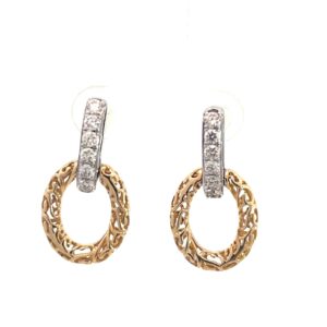14kt two tone diamond fancy dangle earring tw 0.54cts VS2, F/G