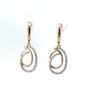 14kt yellow gold diamond dangle fashion earring D tw 0.22cts SI, G/H