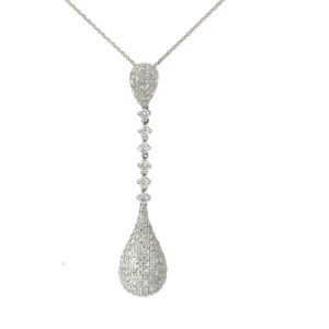 18kt white gold diamond fashion drop pendant D tw 1.29cts VS2, near colorless G coloron 18" link chain