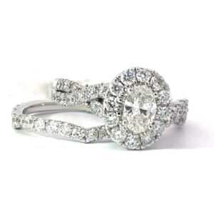 14kt white gold diamond oval twisted shank bridal set D C tw 1/2ct SI clarity, near colorless I color tw 2.00cts SI clarity, near colorless G/H color