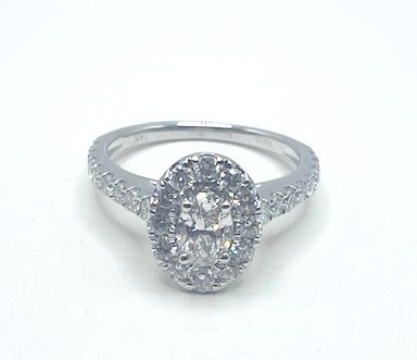 B .jpg 14kt white gold diamond oval halo bridal set C 1/2ct tw 2.00cts SI1, near colorless G/H color