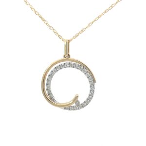 14kt two tone diamond fashion circle pendant D tw 0.27cts VS2/SI1 clarity, near colorless H color on 18"