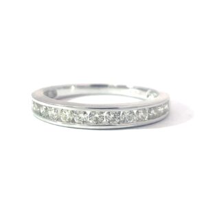 14kt white gold diamond channel set wedding band D tw 0.50cts SI clarity, near colorless H color