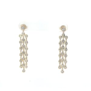 14kt yellow gold diamond dangle fashion earring D tw 1.20cts VS2 clarity, near colorless H color