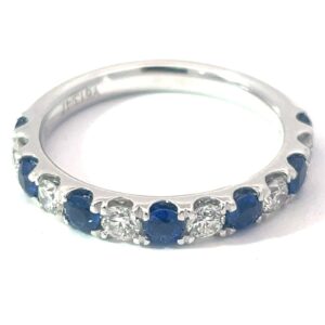 14kt white gold diamond and AAA color sapphire band D tw 0.44cts SI1 clarity, near colorless G/H color S tw 0.70cts