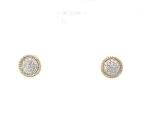 14kt two tone diamond pave disc earring D tw 0.50cts VS2 clarity, near colorless G color