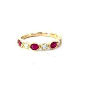 14kt yellow gold genuine Ruby and Diamond band D tw 0.22cts R tw 0.83cts SI2 clarity, near colorless H/I color