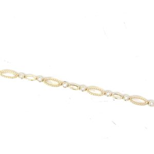 14kt yellow gold diamond high polished and cable diamond link bracelet D tw 0.14cts SI1 clarity, near colorless G/H