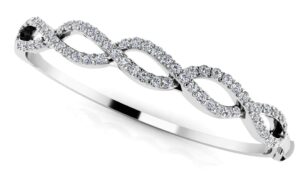 14kt white gold woven diamond bangle bracelet with foldover safety tw 1.88cts VS/SI1, near colorless G color