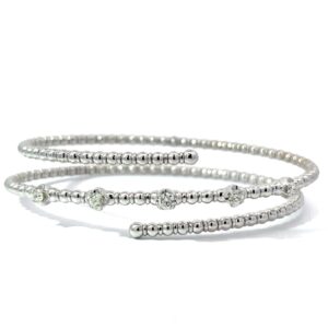 14kt white gold diamond slinky flex bangle bracelet D tw 0.34cts SI clarity, near colorless H color