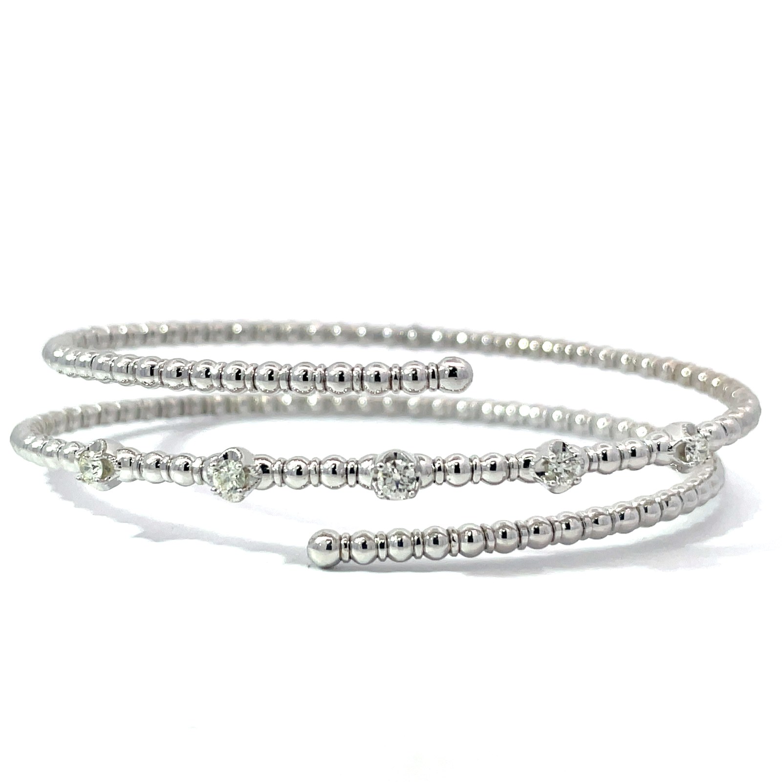 BDD .jpg 14kt white gold diamond slinky flex bangle bracelet D tw 0.34cts SI clarity, near colorless H color
