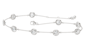 14kt white gold lab grown 2.00ct VS clarity, colorles E/F color station bracelet with claw catch closure