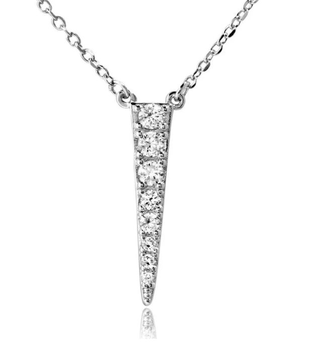 Sterling Silver rhodium plated cubic zirconia drop necklace on adjustable chain