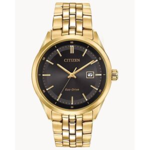 Mans Citizen Eco-Drive Gold Tone Black Dial with Date Bracelet watch 41mm