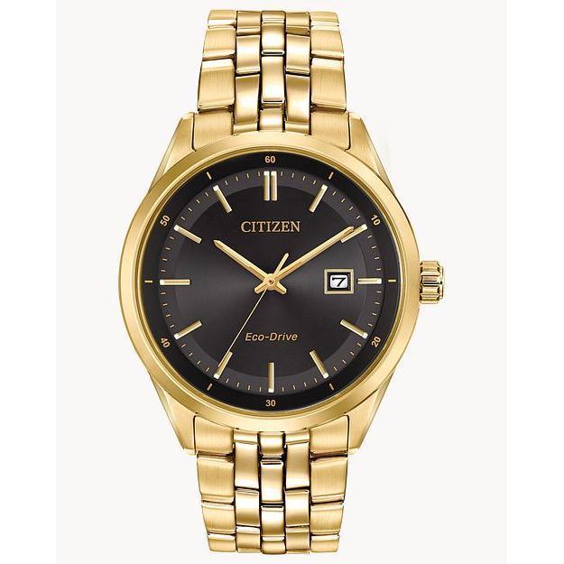 Mans Citizen Eco-Drive Gold Tone Black Dial with Date Bracelet watch 41mm